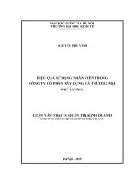 Hiệu quả sử dụng nhân viên trong Công ty cổ phần xây dựng và thương mại Phú Lương : Luận văn ThS. Kinh doanh và quản lý: 60 34 05