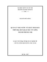 Quản lý nhà nước về chất thải rắn trên địa bàn quận Bắc Từ Liêm, thành phố Hà Nội : Luận văn ThS. Quản trị - Quản lý: 603404