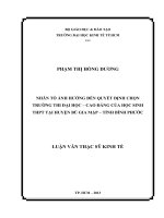 Nhân tố ảnh hưởng đến quyết định chọn trường thi đại học   cao đẳng của học sinh THPT tại huyện bù gia mập   tỉnh bình phước , luận văn thạc sĩ 