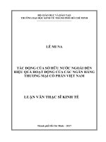 Tác động của sở hữu nước ngoài đến hiệu quả hoạt động của các ngân hàng thương mại cổ phần việt nam 