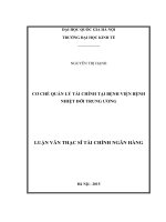 Cơ chế quản lý tài chính tại Bệnh viện Bệnh nhiệt đới Trung ương : Luận văn ThS. Kinh doanh và quản lý: 60 34 02 01