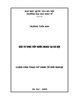 Đầu tư trực tiếp nước ngoài tại Hà Nội : Luận văn ThS. Kinh tế: 60 31 07