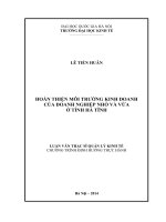 Hoàn thiện môi trường kinh doanh của Doanh nghiệp nhỏ và vừa ở tỉnh Hà Tĩnh : Luận văn ThS. Kinh doanh và quản lý: 60 34 01