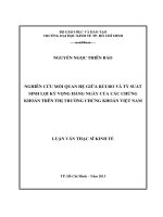 Nghiên cứu mối quan hệ giữa rủi ro và tỷ suất sinh lợi kỳ vọng hàng ngày của các chứng khoán trên thị trường chứng khoán việt nam , luận văn thạc sĩ 