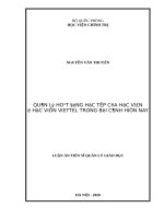 Quản lý hoạt động học tập của học viên ở học viện viettel trong bối cảnh hiện nay 