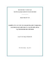 Nghiên cứu các yếu tổ ảnh hưởng đến ý định mua sản phẩm giày dép nội của người tiêu dùng tại thành phố hồ chí minh 