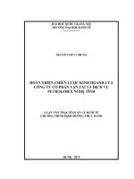 Hoàn thiện chiến lược kinh doanh của Công ty cổ phần vận tải và dịch vụ Petrolimex Nghệ Tĩnh : Luận văn ThS. Kinh doanh và quản lý: 60 34 04 10