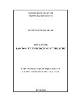 Trả lương tại công ty TNHH dịch vụ kỹ thuật HC : Luận văn ThS. Kinh doanh và quản lý: 60 34 05
