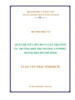 Quan hệ giữa rủi ro và giá trị công ty, trường hợp thị trường cổ phiếu tp  HCM 