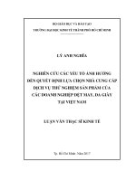 Nghiên cứu các yếu tố ảnh hưởng đến quyết định lựa chọn nhà cung cấp dịch vụ thử nghiệm sản phẩm của các doanh nghiệp dệt may, da giày tại việt nam 002 