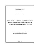 Đánh giá tác động của Luật thuế bảo vệ môi trường đến hoạt động kinh doanh của Việt Nam trong giai đoạn hiện nay : Luận văn ThS. Kinh doanh và quản lý: 60 34 05
