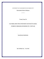 Factors affecting intention to invest in gold, evidence from ho chi minh city , vietnam 
