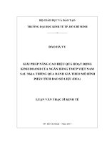 Giải pháp nâng cao hiệu quả hoạt động kinh doanh của ngân hàng TMCP việt nam sau ma thông qua đánh giá theo mô hình phân tích bao số liệu (DEA) 