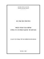 Phân tích tài chính Công ty cổ phần quốc tế Sơn Hà: Luận văn ThS. Kinh doanh và quản lý: 60 34 02 01