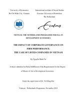 The impact of corporate governance on firm performance, the case of listed companies in vietnam 