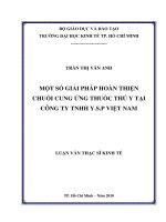 Một số giải pháp hoàn thiện chuỗi cung ứng thuốc thú y tại công ty TNHH y s p việt nam 