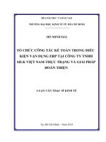 Tổ chức công tác kế toán trong điều kiện vận dụng ERP tại công ty TNHH silk việt nam, thực trạng và giải pháp hoàn thện 