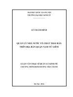 Quản lý nhà nước về chất thải rắn trên địa bàn quận Nam Từ Liêm : Luận văn ThS. Quản trị - Quản lý: 60 34 04