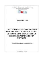 Antecedents and outcomes of emotional labor, a study of front line employees of the tourism industry in vietnam 