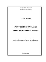 Phát triển hợp tác xã nông nghiệp ở Hải Phòng : Luận văn ThS. Kinh tế: 60 31 01