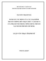 Đánh giá tác động của loại hình truyền thông đến nhận thức và hành vi của phụ huynh trong tiêm chủng trẻ em tại TP  HCM 