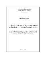 Quản lý các dự án đầu tư tại phòng Quản lý dự án - Viễn thông Quảng Nam : Luận văn ThS. Kinh doanh và quản lý: 60 34 01 02