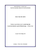 Nâng cao năng lực cạnh tranh cụm ngành du lịch tỉnh bà rịa   vũng tàu 