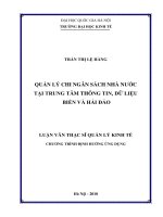 Quản lý chi ngân sách nhà nước tại Trung tâm Thông tin, dữ liệu biển và hải đảo :  Luận văn ThS. Quản trị - Quản lý: 603404