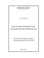 Quản lý ngân sách nhà nước tại huyện Yên Mỹ, tỉnh Hưng Yên : Luận văn ThS. Kinh doanh và quản lý: 60 34 04 10