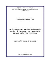 Hoàn thiện hệ thống kiểm soát quản lý tại công ty TNHH một thành viên tex việt nam 