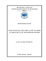 Đánh giá kết quả thực hiện tự chủ tài chính của bệnh viện từ dũ thành phố hồ chí minh 