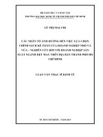 Các nhân tố ảnh hưởng đến việc lựa chọn chính sách kế toán của doanh nghiệp nhỏ và vừa – nghiên cứu đối với doanh nghiệp sản xuất ngành dệt may trên địa bàn thành phố hồ chí minh 