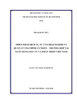 Triển khai dịch vụ tư vấn hoạch định và quản lý tài chính cá nhân   trường hợp tại ngân hàng đầu tư và phát triển việt nam 