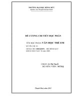 KHOA SƯ PHẠM MẦM NON ĐỀ CƯƠNG CHI TIẾT HỌC PHẦN TÊN HỌC PHẦN: VĂN HỌC TRẺ EM SỐ TÍN CHỈ: 03 DÙNG CHO: ĐHGDMN – HỆ CHÍNH QUY