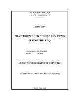 Phát triển nông nghiệp bền vững ở tỉnh phú thọ   
