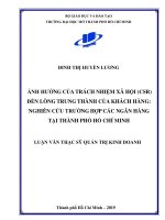 (Luận văn thạc sĩ) ảnh hưởng của trách nhiệm xã hội (CSR) đến lòng trung thành của khách hàng nghiên cứu trường hợp các ngân hàng tại thành phố hồ chí minh 