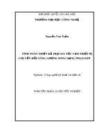 Tóm tắt khóa luận tốt nghiệp Công nghệ kỹ thuật cơ điện tử: Tính toán thiết kế trụ gia tốc cho thiết bị chuyển đổi năng lượng sóng dạng phao kép