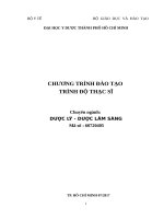 CHƯƠNG TRÌNH ĐÀO TẠO TRÌNH ĐỘ THẠC SĨ. Chuyên ngành: DƯỢC LÝ - DƯỢC LÂM SÀNG