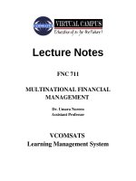 Lecture notes Multinational financial management - Dr. Umara Noreen