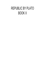 Lecture Literary criticism - Lecture 3: Republic by plato book X