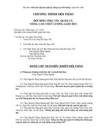 CHƯƠNG TRÌNH HỘI THẢO ĐỔI MỚI CÔNG TÁC QUẢN LÝ, NÂNG CAO CHẤT LƯỢNG GIÁO DỤC