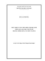 Phát triển tư duy phản biện cho học sinh thông qua dạy học chuyên đề phương trình chứa căn thức ở lớp 10 