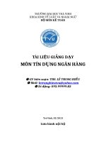TÀI LIỆU GIẢNG DẠY MÔN TÍN DỤNG NGÂN HÀNG