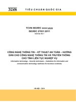TCVN :CÔNG NGHỆ THÔNG TIN – KỸ THUẬT AN TOÀN – HƯỚNG DẪN CHO CÔNG NGHỆ THÔNG TIN VÀ TRUYỀN THÔNG CHO TÍNH LIÊN TỤC NGHIỆP VỤ