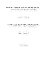 Các nhân tố tác động đến quyết định vay vốn của cá nhân đối với agribank chi nhánh tỉnh bến tre 