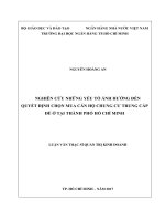 Nghiên cứu những yếu tố ảnh hưởng đến quyết định chọn mua căn hộ chung cư trung cấp để ở tại thành phố hồ chí minh 