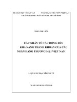 Các nhân tố tác động đến khả năng thanh khoản của các ngân hàng thương mại việt nam 