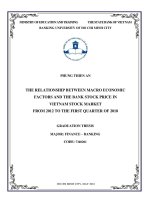 The relationship between macro economic factors and the price index of bank stocks price in vietnam stock market 