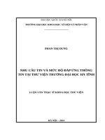Nhu cầu tin và mức độ đáp ứng thông tin tại thư viện Trường Đại học Hà Tĩnh