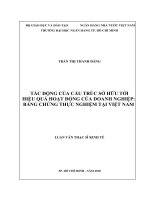 Tác động của cấu trúc sở hữu tới hiệu quả hoạt động của doanh nghiệp bằng chứng thực nghiệm tại việt nam 